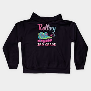 Rollerblading Students Rolling Into 3rd Grade Happy First Day Of School Kids Hoodie